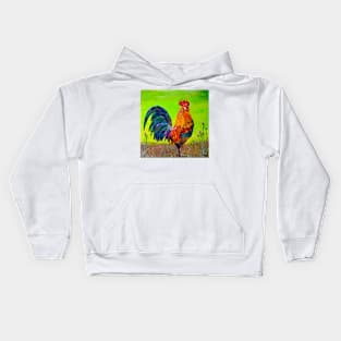 Rooster. Rustic morning Kids Hoodie